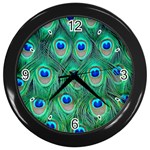 Peacock Feather 1 Wall Clock (Black)
