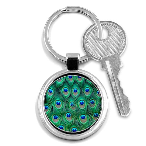 Peacock Feather 1 Key Chain (Round) from ArtsNow.com Front