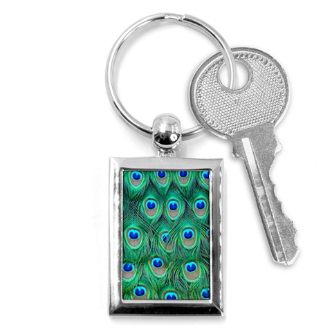 Peacock Feather 1 Key Chain (Rectangle) from ArtsNow.com Front