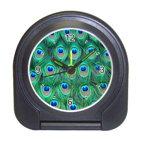Peacock Feather 1 Travel Alarm Clock from ArtsNow.com Front
