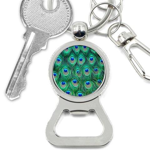 Peacock Feather 1 Bottle Opener Key Chain from ArtsNow.com Front