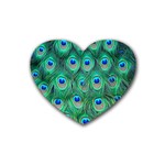 Peacock Feather 1 Heart Coaster (4 pack)