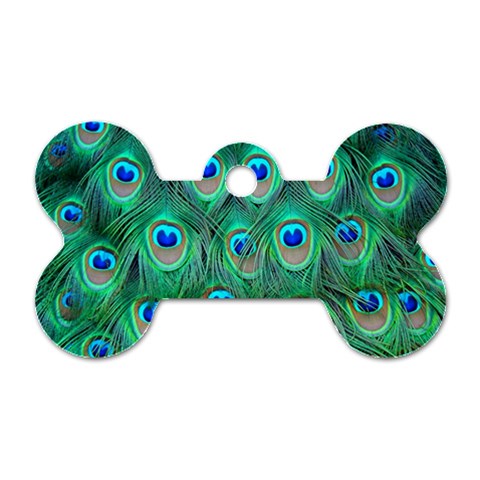 Peacock Feather 1 Dog Tag Bone (One Side) from ArtsNow.com Front
