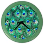 Peacock Feather 1 Color Wall Clock