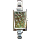 Peacock Feathers 2 Rectangular Italian Charm Watch