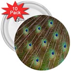 Peacock Feathers 2 3  Button (10 pack)