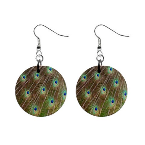 Peacock Feathers 2 1  Button Earrings from ArtsNow.com Front