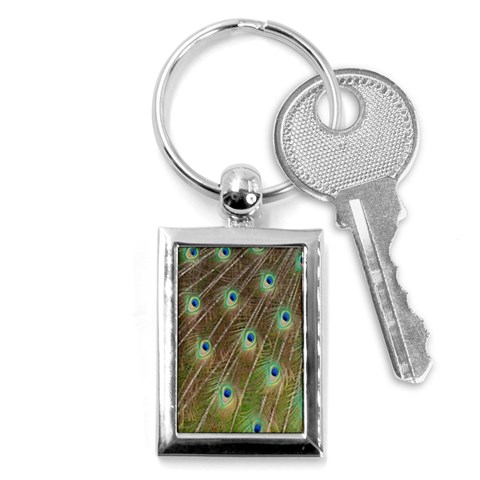 Peacock Feathers 2 Key Chain (Rectangle) from ArtsNow.com Front