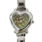 Peacock Feathers 2 Heart Italian Charm Watch