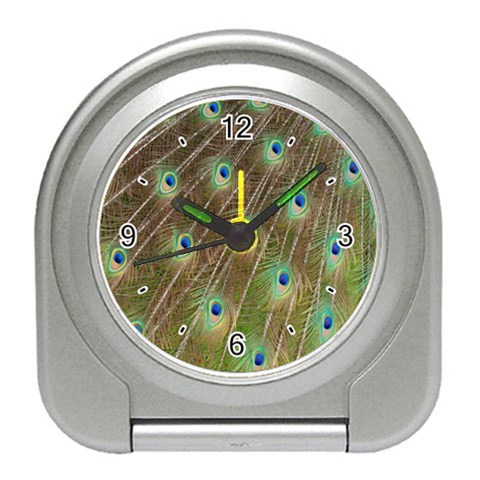 Peacock Feathers 2 Travel Alarm Clock from ArtsNow.com Front