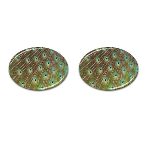 Peacock Feathers 2 Cufflinks (Oval) from ArtsNow.com Front(Pair)