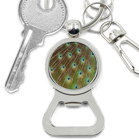 Peacock Feathers 2 Bottle Opener Key Chain from ArtsNow.com Front