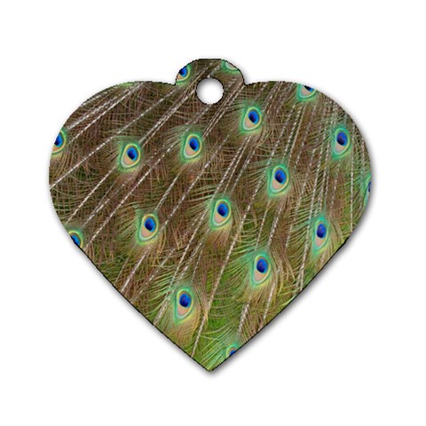 Peacock Feathers 2 Dog Tag Heart (One Side) from ArtsNow.com Front