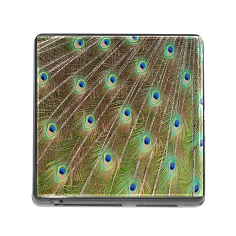Peacock Feathers 2 Memory Card Reader with Storage (Square) from ArtsNow.com Front