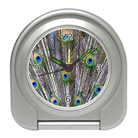 Peacock Feathers 3 Travel Alarm Clock from ArtsNow.com Front