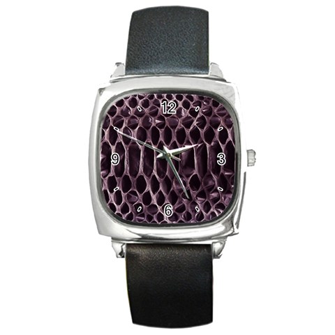 Snake Skin 3 Square Metal Watch from ArtsNow.com Front