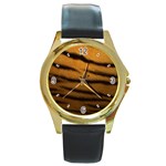 Tiger Skin 2 Round Gold Metal Watch