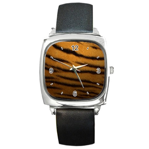 Tiger Skin 2 Square Metal Watch from ArtsNow.com Front