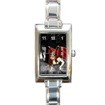 Crimson Wings Rectangular Italian Charm Watch