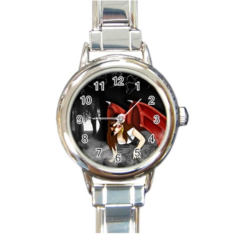 Crimson Wings Round Italian Charm Watch from ArtsNow.com Front