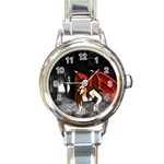 Crimson Wings Round Italian Charm Watch