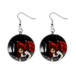 Crimson Wings 1  Button Earrings