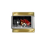 Crimson Wings Gold Trim Italian Charm (9mm)