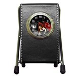 Crimson Wings Pen Holder Desk Clock