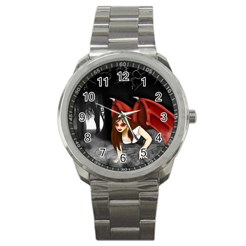 Crimson Wings Sport Metal Watch from ArtsNow.com Front