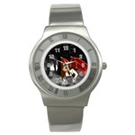 Crimson Wings Stainless Steel Watch