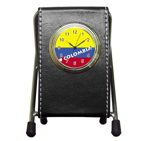 Colombia Pen Holder Desk Clock from ArtsNow.com Front