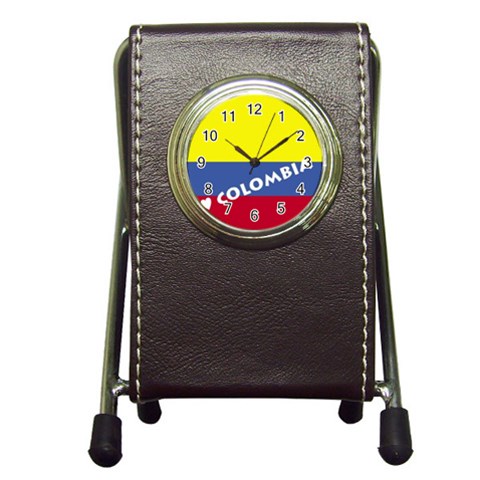 Colombia Pen Holder Desk Clock from ArtsNow.com Front