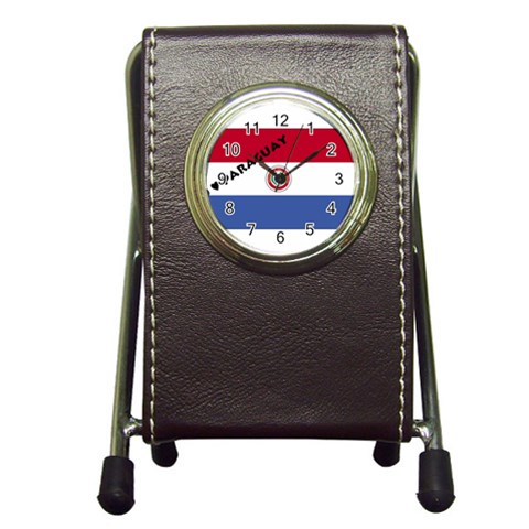 Paraguay Pen Holder Desk Clock from ArtsNow.com Front
