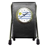 Uruguay Pen Holder Desk Clock