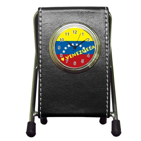 Venezuela Pen Holder Desk Clock from ArtsNow.com Front