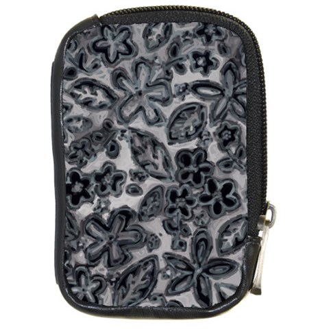 Gray Paisley Custom Compact Camera Leather Case from ArtsNow.com Front