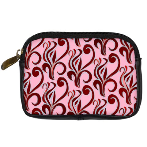 Pink Curl Custom Digital Camera Leather Case from ArtsNow.com Front