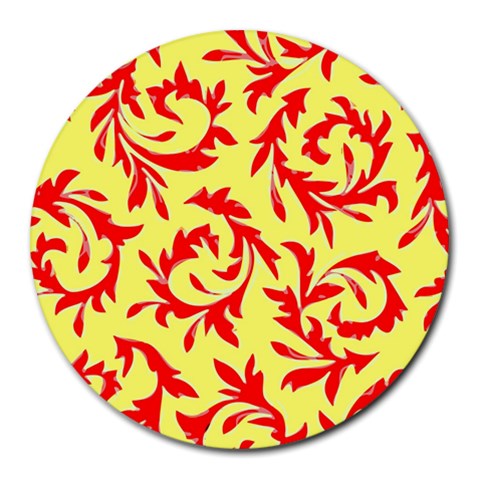 Leafy Red Custom Round Mousepad from ArtsNow.com Front