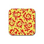 Leafy Red Custom Rubber Square Coaster (4 pack)
