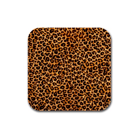 Leopard Rubber Square Coaster (4 pack) from ArtsNow.com Front