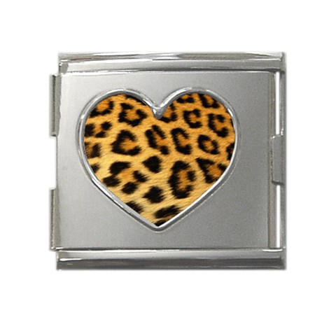Cheetah Mega Link Heart Italian Charm (18mm) from ArtsNow.com Front