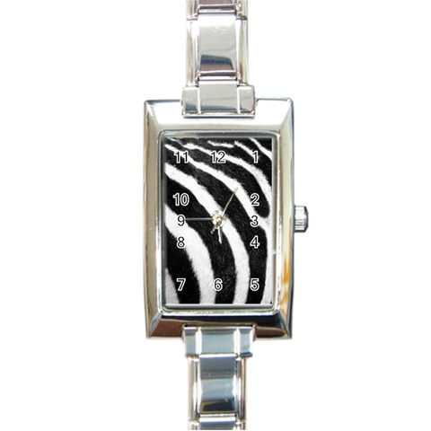 Zebra Rectangular Italian Charm Watch from ArtsNow.com Front