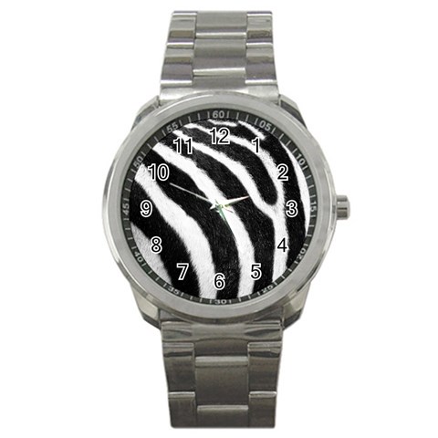 Zebra Sport Metal Watch from ArtsNow.com Front