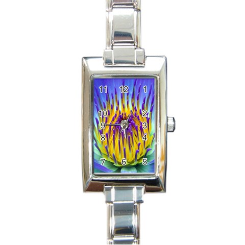 Water Lily Rectangular Italian Charm Watch from ArtsNow.com Front