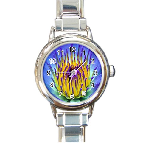 Water Lily Round Italian Charm Watch from ArtsNow.com Front