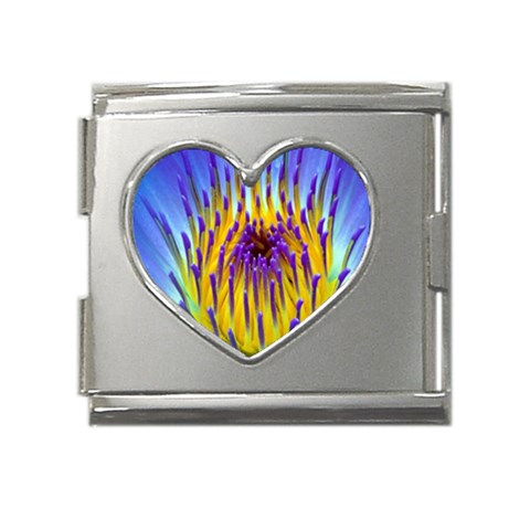 Water Lily Mega Link Heart Italian Charm (18mm) from ArtsNow.com Front