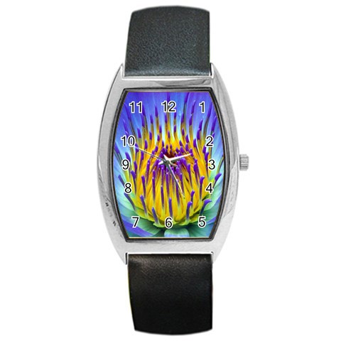 Water Lily Barrel Style Metal Watch from ArtsNow.com Front