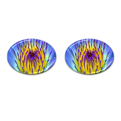 Water Lily Cufflinks (Oval) from ArtsNow.com Front(Pair)
