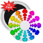 Colorful Hearts Around 3  Magnet (10 pack)