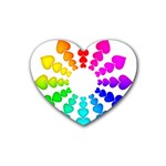 Colorful Hearts Around Rubber Coaster (Heart)